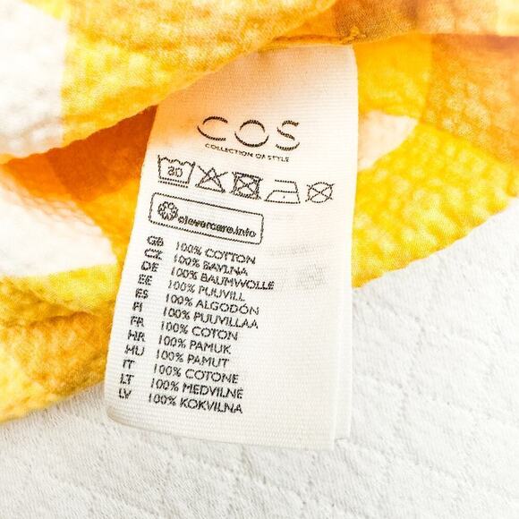 COS Plaid Gingham Yellow Short Sleeve Cotton Top Size M / 40 - Picture 3 of 6